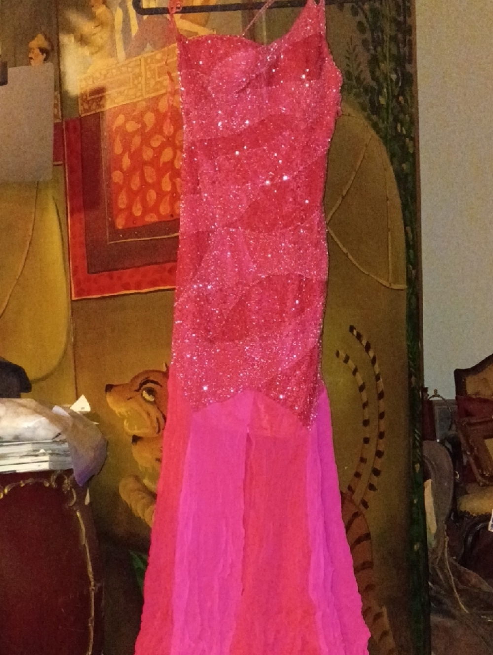 Vintage Scala Shimmery Pink Satin Evening Dress